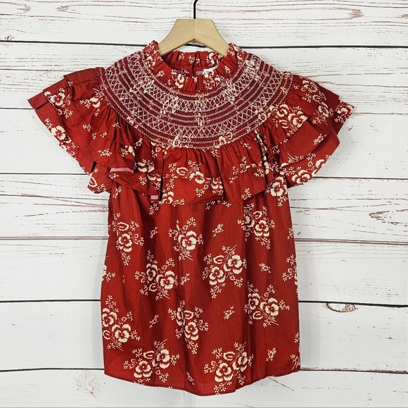 Sea NY | Alessia Red Floral Ruffle Top NWT - Picture 3 of 8